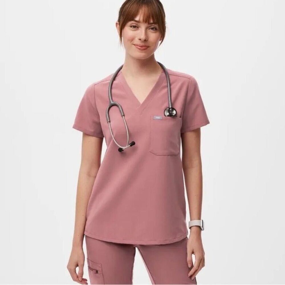 Figs Catarina One-Pocket Scrub Top Mauve Size Large